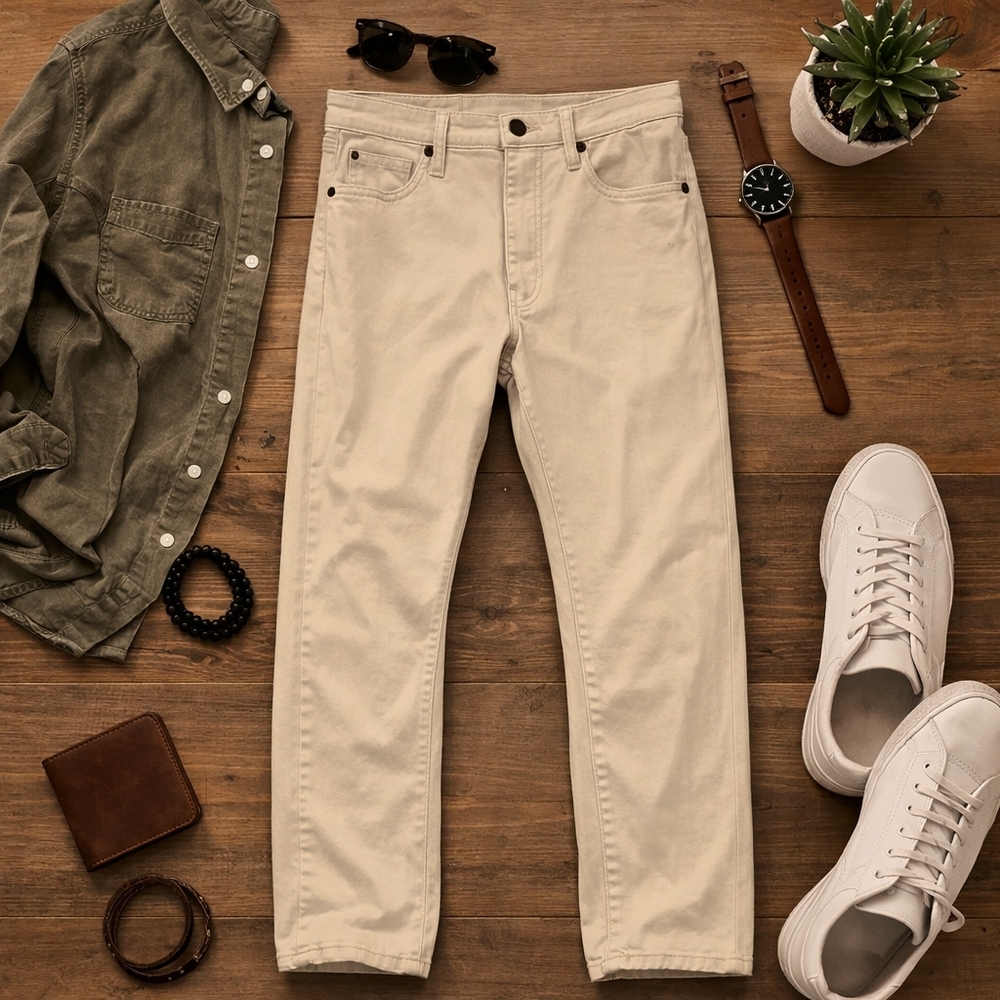 Katin Classic Straight 6 Pocket Beige Denim Jeans. Mens 30/30